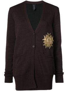 metallic patch V-neck cardigan Vera Wang