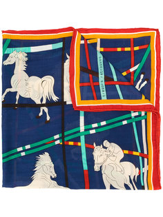 horse riding print scarf Hermès Vintage