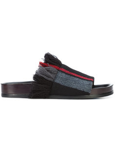 frayed stripe slider sandals Chloé