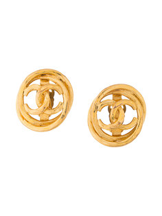 CHANEL Logos Gold Earrings Chanel Vintage