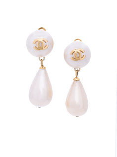 CC Drop Pearl Swing Earrings Chanel Vintage