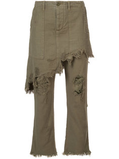 distressed jeans with skirt overlay R13