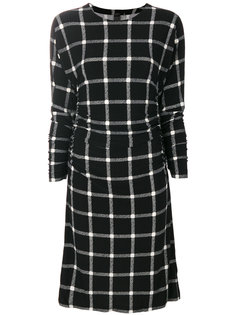 plaid dolman shirred waist dress Norma Kamali