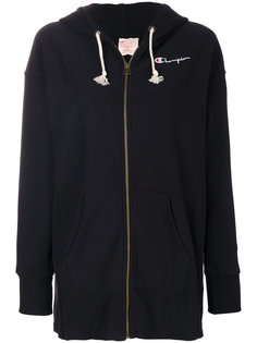 embroidered logo zip up hoodie  Champion