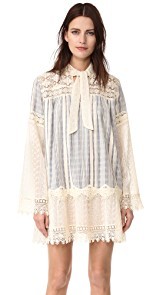 Anna Sui Embroidered Lace Strip Dress