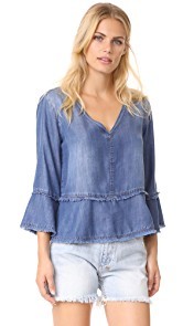 Bella Dahl Frayed Bell Sleeve Top