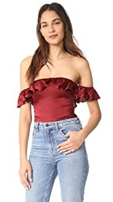 For Love &amp; Lemons Virgo Ruffle Thong Bodysuit