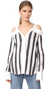 KENDALL + KYLIE Stripe Off Shoulder Shirt