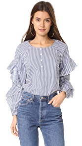 Splendid Ruffled Sleeve Button Down Shirt