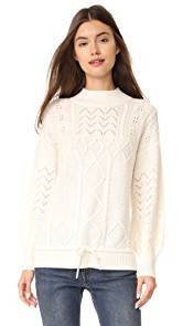 TSE Cashmere x Claudia Schiffer Cable Knit Long Sleeve Pullover