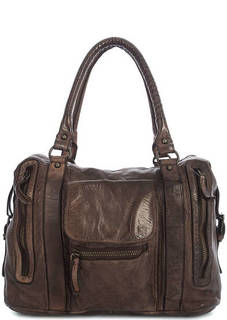 Кожаная сумка с короткими ручками и плечевым ремнем Gianni Conti