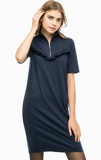 Синее трикотажное платье с короткими рукавами Ichi