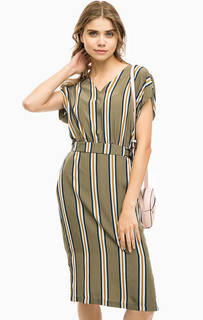 Платье цвета хаки в полоску Ichi