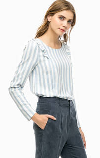 Синяя блуза в полоску из хлопка Ichi