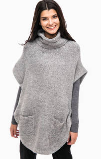 Серое пончо с содержанием шерсти B.Young