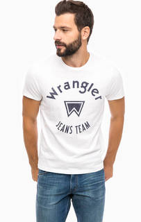 Белая хлопковая футболка с принтом Wrangler