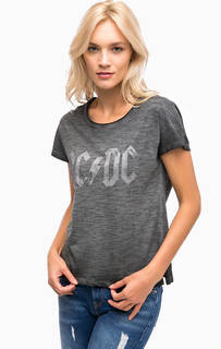 Серая хлопковая футболка с принтом Only