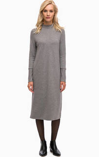 Серое трикотажное платье с длинными рукавами Selected