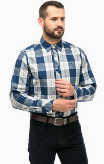 Синяя хлопковая рубашка в клетку Mustang