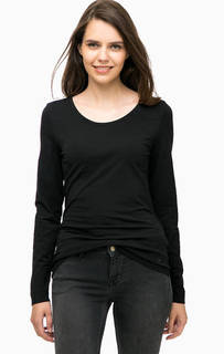 Черная хлопковая футболка с длинными рукавами Mustang