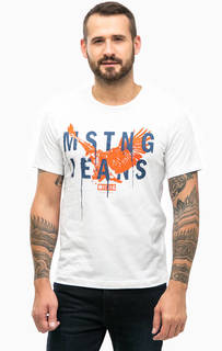 Белая хлопковая футболка с принтом Mustang