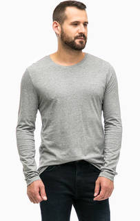 Серая хлопковая футболка с длинными рукавами Mustang