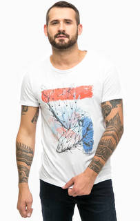 Белая хлопковая футболка с принтом Mustang