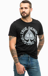 Черная хлопковая футболка с принтом Mustang