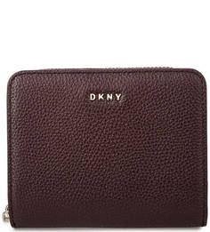 Бордовый кошелек из натуральной кожи Dkny