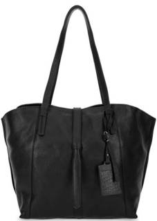 Вместительная кожаная сумка черного цвета Gianni Conti