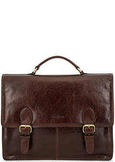 Коричневый кожаный портфель с двумя отделами Gianni Conti