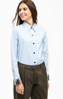 Синяя хлопковая рубашка с вышивкой Scotch&Soda