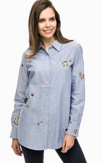 Синяя приталенная рубашка с вышивкой Scotch&Soda