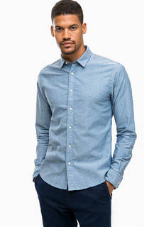 Синяя хлопковая рубашка с длинными рукавами Scotch&Soda