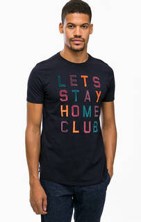 Синяя хлопковая футболка с вышивкой Scotch&Soda