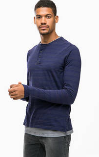 Синяя хлопковая футболка с длинными рукавами Scotch&Soda