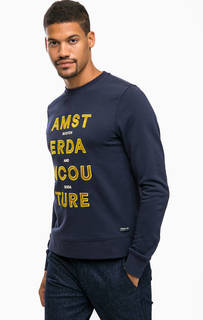 Синий хлопковый свитшот с нашивками Scotch&Soda