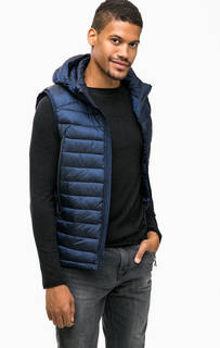 Синий дутый жилет с капюшоном Scotch&Soda