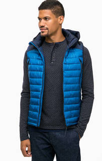 Синий дутый жилет с капюшоном Scotch&Soda