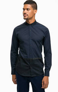 Синяя хлопковая рубашка с длинными рукавами Scotch&Soda