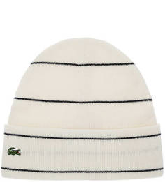 Вязаная шапка в полоску с отворотом Lacoste
