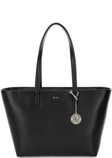 Черная кожаная сумка на молнии Dkny