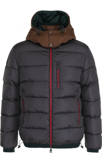 Стеганый пуховик на молнии с капюшоном Moncler