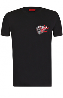 Хлопковая футболка с контрастной отделкой HUGO