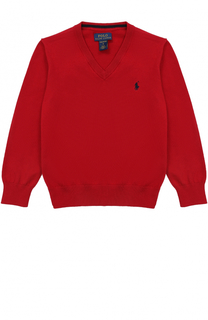 Пуловер с V-образным вырезом и логотипом бренда Polo Ralph Lauren