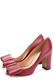 Кожаные туфли Bowow с бантом и металлической отделкой Valentino