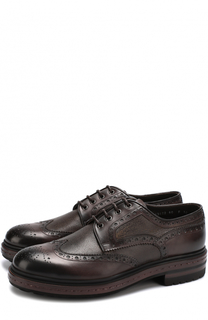Кожаные дерби с брогированием Santoni