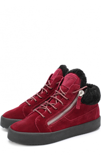Высокие замшевые кеды с молниями Giuseppe Zanotti Design