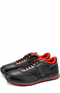 Кожаные кроссовки на шнуровке с внутренней меховой отделкой Tod’s Tods