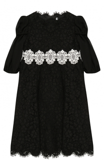Кружевное платье А-силуэта с контрастной отделкой Dolce &amp; Gabbana